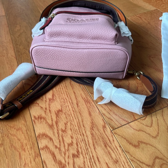 Coach backpack mini Colorblock Pink Multi Leather new dust bag brown - Picture 9 of 13